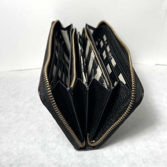 Vivienne Westwood Black Zip-Around Cont. Leather Wallet with Gold Orb Logo EUC - Picture 14 of 15